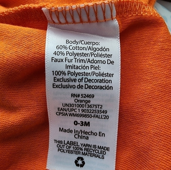 Way To Celebrate! Halloween Pumpkin Jackolantern w/ Glasses Outfit 0-3M Infant - Picture 4 of 5